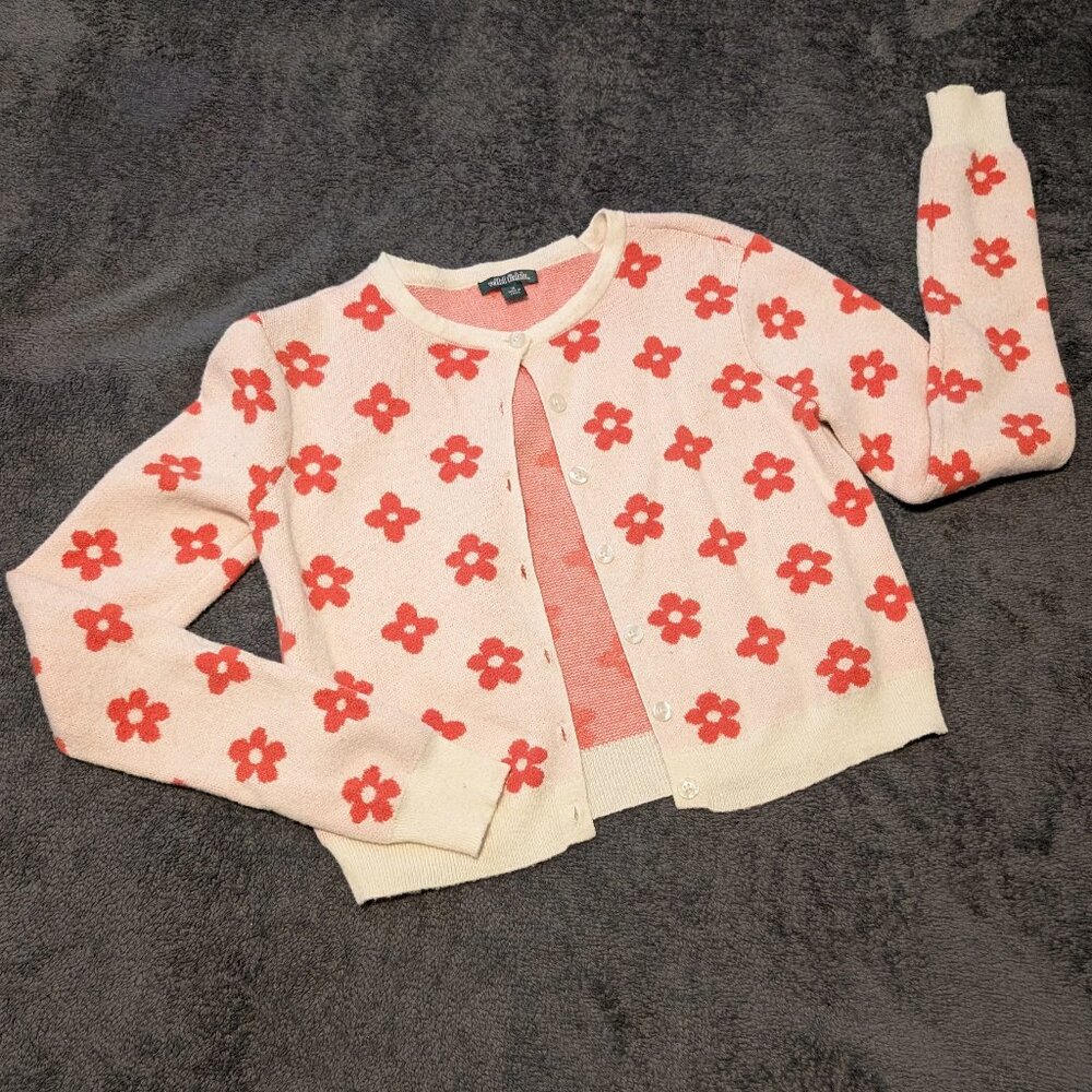 Flower Cropped Cardigan, Size Medium - Picture 3 of 3